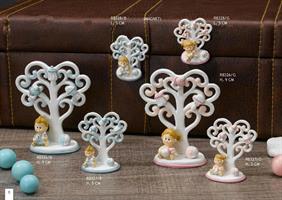 Bimbo Con Albero Della Vita Celeste Grande In Resina H.9 Cm    1*72