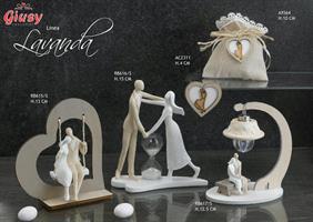 Coppia Sposi In Resina Su Base In Legno Con Lanterna Led 12,5 Cm Completo Di Box 1*48
