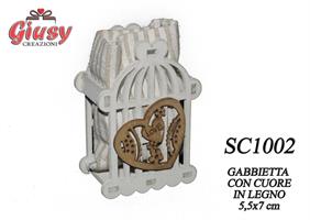 Gabbietta Con Cuore In Legno 5,5x7 Cm