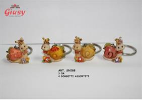 Portachiavi Chiocciola 4 Soggetti Assortiti In Resina Cm 3x3