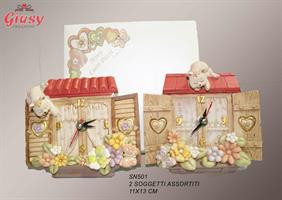 Gatto Finestra Orologio 2 Soggetti Assortiti Con Scatola Regalo 2*24
