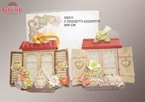 Gatto Finestra Piccolo 2 Soggetti Assortiti Con Scatola 2*72