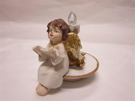 Angeli Luce Bianchi Con Piattino In Resina 2 Soggetti Assortiti 2*64