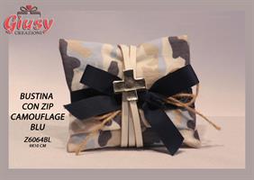 Bustina Con Zip Linea Camouflage Blu 9x10 Cm