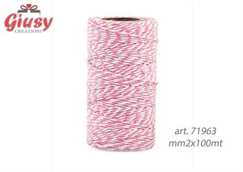 Nastro Cotone Bicolore Bianco/Rosa Mm2x100Metri