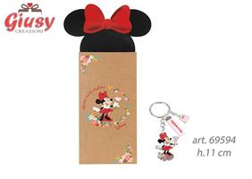 Portachiavi Minnie Con Fiori In Metallo Completo Di Astuccio h.11 Cm