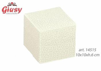 Pieghevole In Cartoncino Decoro Pelle Bianca 10x10x6Cm 10*200