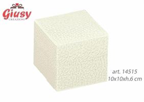 Pieghevole In Cartoncino Decoro Pelle Bianca 10x10x6Cm 10*200