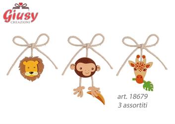 Decorazioni In Legno Da Appendere Scimmia+Giraffa+Leone 3,2x5,5/3,8x7,0/3,3x6 Cm 12*144