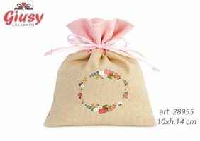 Sacchetto Fiori Beige/Rosa 10xh.14 Cm 12*360