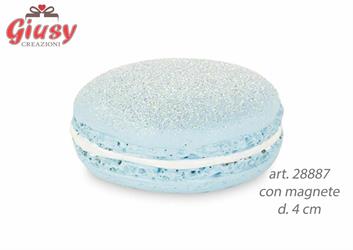 Macaron Glitter Azzurro In Resina Con Magnete 4 Cm 12*360