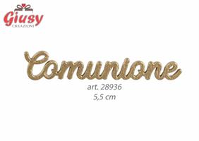 Decorazione Scritta Comunione Oro In Legno Cm 5.5 12*864
