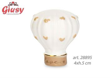 Mongolfiera In Porcellana Con Cuori Beige Collezione Cupido 4xh.5 Cm 6*288