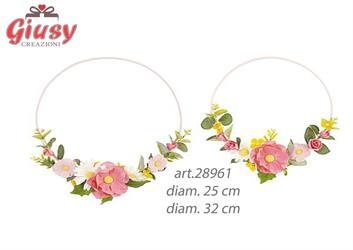 Set 2 Cerchi Diametro 25Cm 32Cm Con Fiori In Tessuto 4*40