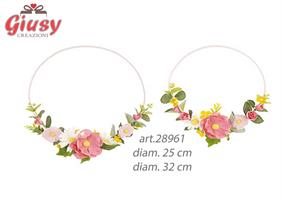 Set 2 Cerchi Diametro 25Cm 32Cm Con Fiori In Tessuto 4*40