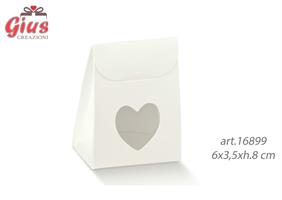 Scatola Portaconfetti White Con Finestra Cuore