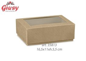 Scatola Fondo E Coperchio In cartoncino Avana Con Finestra Ed Inserto