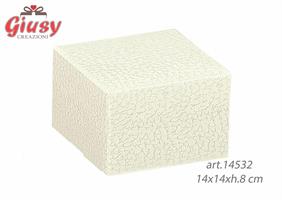 Scatola Pieghevole In Cartoncino Decoro Pelle Bianca 14x14xh.8 Cm 10*200