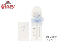 Matita Mongolfiera Con Cuori Azzurri h.21 Cm Completa Di Astuccio 12*144