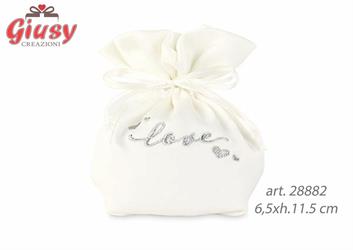 Saccoccio Raso Con Scritta Love In Argento 6,5xh.11,5 Cm 12*360