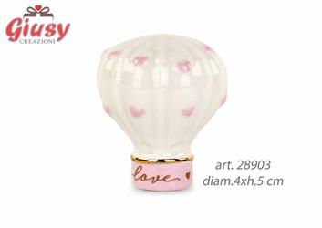 Mongolfiera In Porcellana Con Cuori Rosa Diam.4xh.5 Cm 6*288