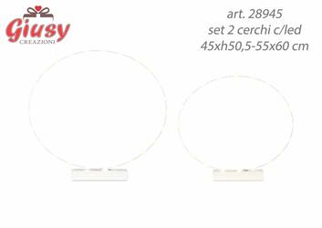 Set 2 Cerchi Bianchi Con Led Diam.45xh.50,5- 55xh.60 Cm 1*24