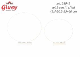 Set 2 Cerchi Bianchi Con Led Diam.45xh.50,5- 55xh.60 Cm 1*24