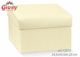 Scatola Fondo e Coperchio In Cartoncino Decoro Seta Avorio 34,5x34,5xh.20 Cm