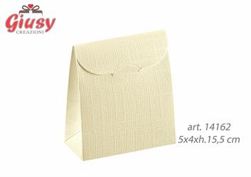 Scatola Busta In Cartoncino Decoro Seta Avorio 5x4xh.15,5 Cm