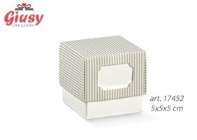 Scatola Fleur In Cartoncino Decoro Millerighe Tortora 5x5xh.5 Cm