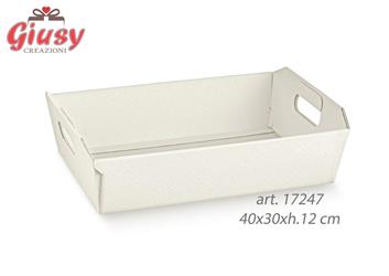 Cesto In Cartoncino Decoro Matalasse' Bianco 40x30xh.12 Cm 1*30