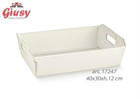 Cesto In Cartoncino Decoro Matalasse' Bianco 40x30xh.12 Cm 1*30