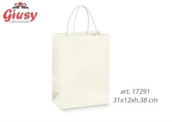 Shopper Con Cordino In Cartoncino Decoro Matalasse' Bianco 31x12xh.38 Cm 10*100