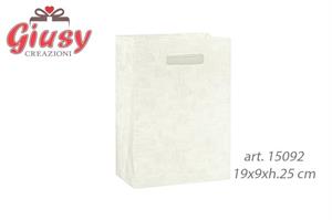 Shopper Con Foro Decoro Tela Bianca 19x9xh.25 Cm