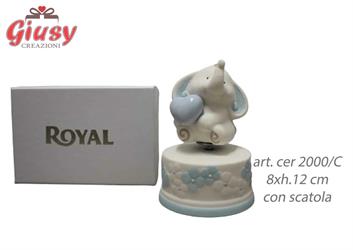 Elefante Celeste Con carillon In Ceramica Completo Di Scatola 1*24