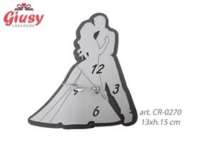 Orologio Sposi In Legno Decoro Grigio Completo Di Astuccio