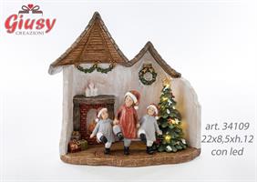 Casetta Natalizia In Resina Con Led 22x8,5xh.12 Cm 1*8