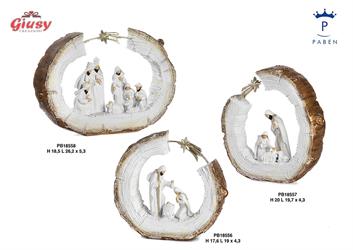 Presepe Stilizzato Con Tronco In Resina 18,5 Cm 1*12