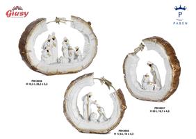Presepe Stilizzato Con Tronco In Resina 18,5 Cm 1*12