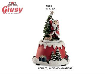 Carillon Babbo Natale In Resina Con Musica E Movimento 17 Cm 1*12