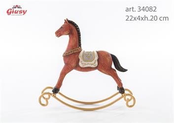 Cavallo a Dondolo In Resina Colorata Decoro Shabby 22x4xh.20 Cm 1*24