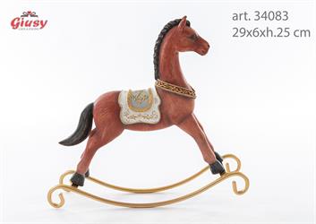 Cavallo a Dondolo In Resina Colorata Decoro Shabby 29x6xh.25 Cm 1*12