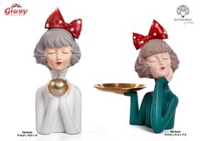 Ragazza Mezzo Busto Con Mela In Resina 34,8 Cm 1*4