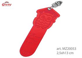Segnalibro In Pelle Con Ciondolo Gufo In Ottone Placcato In Argento 2,5xh.13 Cm