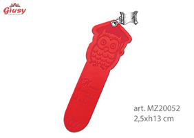 Segnalibro In Pelle Con Ciondolo Pergamena In Ottone Placcato In Argento 2,5xh.13Cm