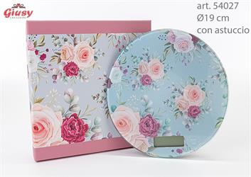 Bilancia Decoro Pink & Roses Max 5 Kg Diametro 19 Cm Completa Di Astuccio 1*24