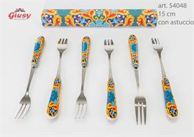 Set 6 Pz Forchettine Decoro Les Jeaux Sont Faits 15 Cm Completo Di Astuccio 1*24