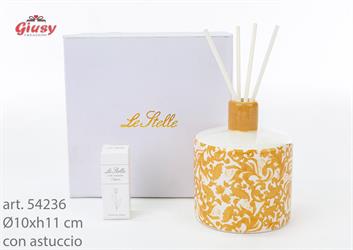 Profumatore In Porcellana Decoro Oro 10xh.11 Cm Completo Di Astuccio Ed Essenza 1*18