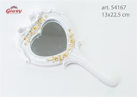 Specchio Cuore In Resina Bianco 12x22,5 Cm 1*48