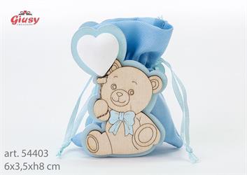 Portasacchetto Orsetto in legno Azzurro 6x3xh.9 cm 12*480